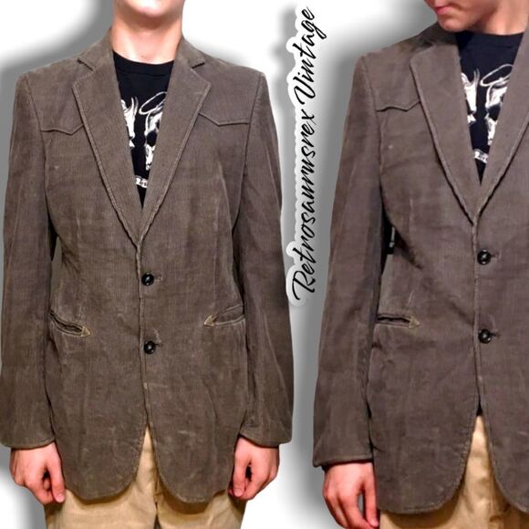 VINTAGE 1980's brown corduroy sports coat blazer campus ésprit, 40R medium - Picture 1 of 8